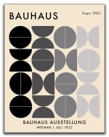 Bauhaus โปสเตอร์นิทรรศการพิมพ์ศิลปะผนังสมัยใหม่แบบแอบสแตรกเครื่องตกแต่งฝาผนัง้อยที่สุดสำหรับกลางศตวรรษสีดำ