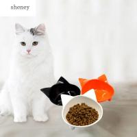 SHENEY ชามอุปกรณ์เสริมสำหรับแมวพลาสติกรูปทรงแมวน่ารักใช้ภาชนะบรรจุอาหารสัตว์เลี้ยงกันปลายชามเครื่องให้อาหารแบบช้าสุนัขชามสำหรับแมวใส่น้ำสำหรับแมว