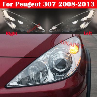 ฝาครอบไฟหน้ารถสำหรับ Peugeot 307 2008-2013,ฝาครอบไฟหน้าโคมไฟหลอดไฟหน้าฝาครอบเคสกรอบเลนส์กระจก