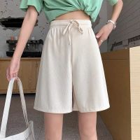 Summer Ice Silk Shorts Women Wide-Leg Pants Casual Thin Straight Pants Drawstring Sports Shorts Breathable Cool Pajamas pants