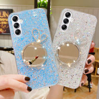 เคสโทรศัพท์ A54 Samsung มีเลื่อม5G A34 5G เคสซิลิโคนอ่อนดีไซน์สวย Galaxy A54 5G A34 5G ฝาครอบโทรศัพท์พร้อมกระจกลายกระต่ายน่ารัก