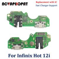 สําหรับ Infinix Hot 12i X665 X665B USB Dock Charger Port Plug หูฟัง Audio Jack ไมโครโฟน MIC Flex Cable Charging Board