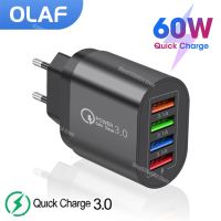 Olaf 60W USB Charger Quick Charge 3.0 Mobile Phone 4 Ports USB Fast Charger For iPhone 13 Samsung Huawei Xiaomi Charger Adapter Wall Chargers