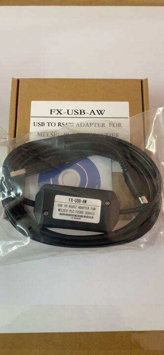 สายเคเบิลการเขียนโปรแกรม-plc-ของ-mitsubishi-fx3u-series-fx-usb-aw-พร้อมสายเคเบิลดาวน์โหลด-cd-sanling-plc