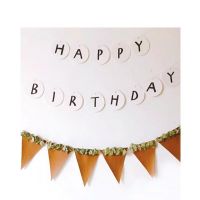 1 set Round Happy Birthday Banner  with crown Bunting Paper Garland Baby Shower Party Decorations Kids Boy Girl Banners Streamers Confetti