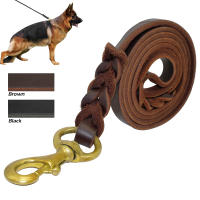 2021Braided Real Leather Dog Leash Walking Training Leads for German Shepherd Golden Retriever 1.6cm width for Medium Large Dogs