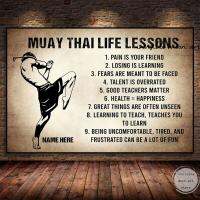 บทเรียนชีวิตมวยไทยสไตล์วินเทจคำพูดศิลปะการต่อสู้ผ้าใบพิมพ์ภาพพิมพ์ภาพศิลปะผนังผ้าใบวาดภาพสำหรับห้องนั่งเล่นตกแต่งบ้าน1ไร้กรอบหรือกรอบด้านใน (หรืออะลูมินัมอัลลอยกรอบของสีต่างๆ)