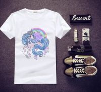 เสื้อยืดสกรีน Unicorn ใส่สบายๆ ไม่ยืด ไม่ย้วย สีสันสดใส