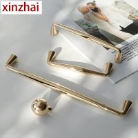 【LZ】▫  High-end Gold Cabinet Pulls Kitchen Cabinet Handles Drawer Knobs Furniture Cupboard Handles Bright Gold Door Knobs