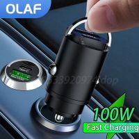 OLAF 100W Mini USB QC3.0 PD Car Phone Charger Fast Charging Type c Car Charger USB C Adapter For IPhone Xiaomi Samsung Huawei Phone Camera Flash Light