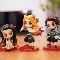 Qposket 3 in 1 ชุดฟิกเกอร์โมเดล จากอนิเมะ Demon Slayer: Kimetsu no Yaiba Tanjirou Nezuko and Rengoku Kyoujurou ขนาดเล็ก