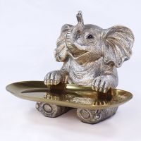 Resin Elephant Sculpture Key Storage Home Decor Statue Living Room Decoration Figurine Ornament Tray Gift For Interior
