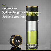 Hot Sale Tea Water Separation Bottle with LED Temperature Display Double-layer High Borosilicate Glass Mug 350ml