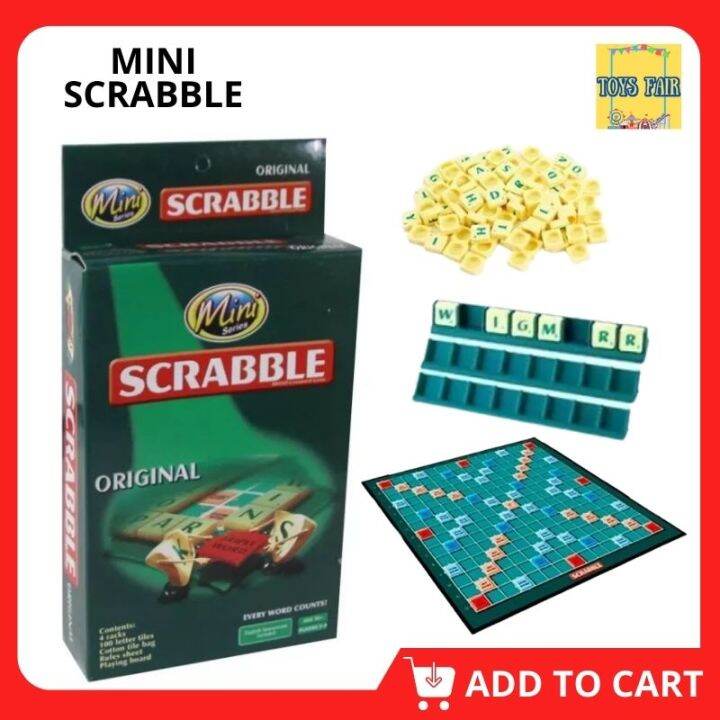 MINI Scrabble Board Game, Classic Word Game for Kids Ages 8 and Up, Fun