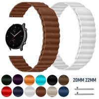 ☇▣✙ 20mm 22mm Magnetic Leather Band for Huami Amazfit GTR 3 Pro 2 2e 47mm 42mm Watch Wrist Strap for Amazfit Stratos GTS 2 3 Bip S