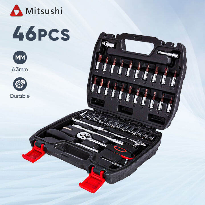 Mitsushi KDL1046 46pcs. 6.3mm Tool Box Series Sleeves for Car Motorcycle Repair Hand Tools DIY