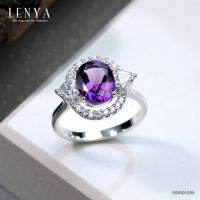 Lenya Jewelry แหวนเงินแท้ 925 ประดับอัญมณีแท้ เม็ดโต ดีไซน์สุดคลาสิค เหมาะสำหรับสวมใส่กับเสื้อผ้าทุกชุดทุกสไตล์