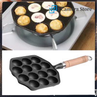 14 หลุม Takoyaki กระทะเหล็กหล่อ Nonstick Octopus ลูกชิ้นแม่พิมพ์ Maker พร้อมที่จับที่ถอดออกได้สำหรับบ้านแพนเค้กเบเกอรี่