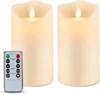 2 Pack 6” X 3” Outdoor Waterproof Flameless Candles Flickering Moving Flame LED Candles Battery Candle With Remote And Timers