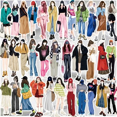 【CW】►✽◎  58pcs Four dress girls Stickers fashion characters Sticker Scrapbooking Label Diary Planner