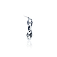 ake ake the Sanction Double Chain  Earring stud -  ต่างหูเงินแท้ 925  แกะมือขัดเงาพิเศษ พร้อมลงดำขับลาย**จำหน่ายเป็นข้าง