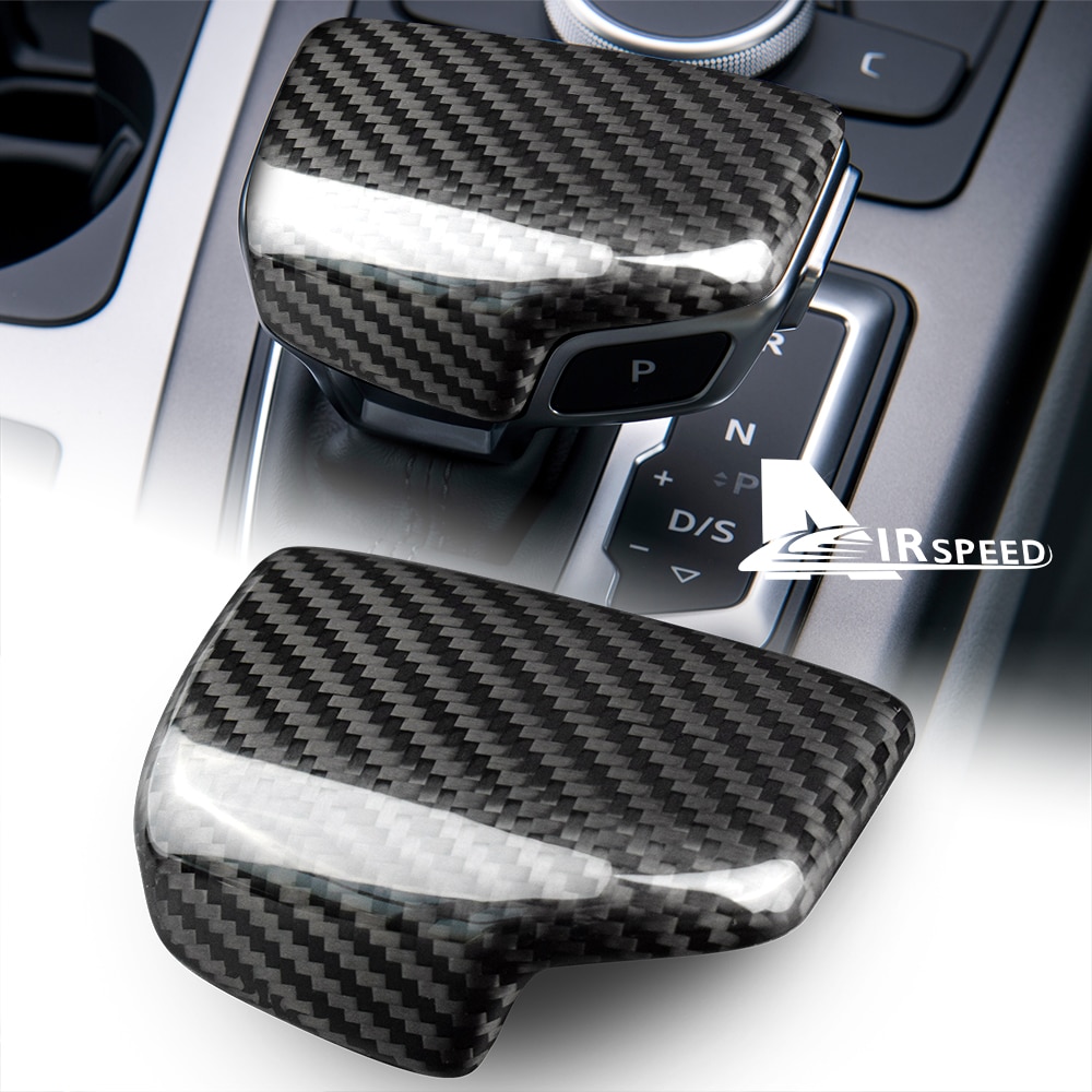 AIRSPEED Real Carbon Fiber Car Gear Shift Lever Knob Cover Sticker for Audi Q5 A5 Q7 A4L A6L Accessories 