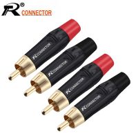 2PCS RCA Audio And Video Plug Connector RCA Male Lotus Jack Black Plating Electrophoresis With Gold Plated Head