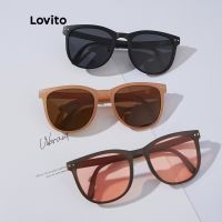 Lovito Casual Plain Basic All-Match Sunglasses With Glasses Box L34AD058 (Coffee/Beige/Black)