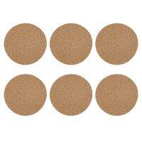 Round Braided Placemats Set of 6 Jute Handmade 7 Inch Heat Resistant Thick Hot Pads Mats Coaster