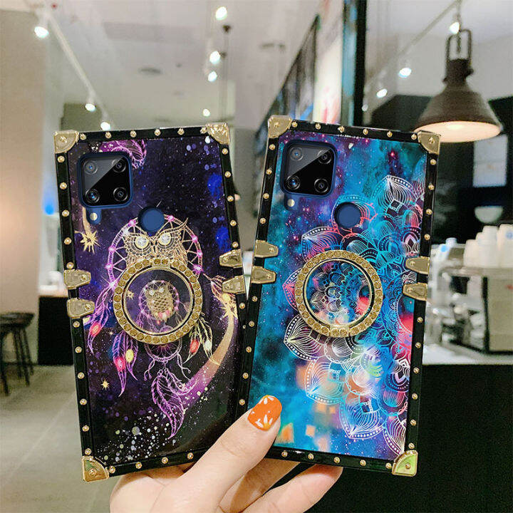 jiefie-เคสโทรศัพท์สำหรับ-realme-c15-c35-c21y-c25y-c12-c11-c17-c20-c21-c25-c25s-c11-2021-starry-sky-โมบายกระดิ่งลมหรูหราซิลิโคนรูปสี่เหลี่ยมกันกระแทกฝาหลัง