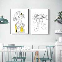 Nordic Abstract Women Line Drawing Wall Art ภาพวาดผ้าใบสำหรับตกแต่งบ้าน