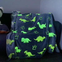 Super Warm Soft Flannel Throw Blanket Creative Luminous Blanket for Bed Cartoon Dinosaur Children Bed Cover Christmas Gift