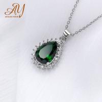 Necklace stainless steel chain accessories three-piece set Emerald zircon choker female