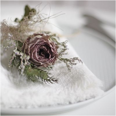 [AYIQ Flower Shop] WOOKEN Napkin Plate Flower Cup Flower Rose Dried Flower Hand Bouquet Western Food Plate Wedding Decoration