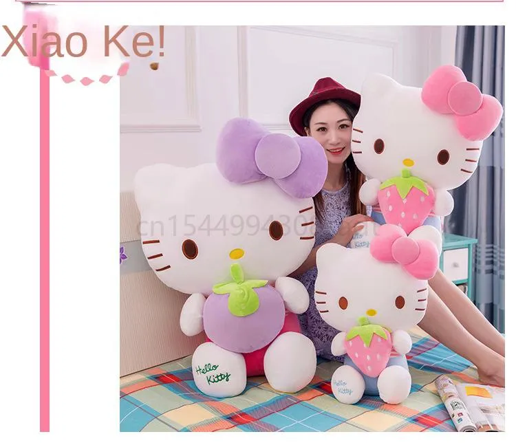 New Sanrio Kawaii Hello Kitty Plush Toy Pillow Doll Stuffed Animal Plushies  Home Decoration Peluche Children Girls Birthday Gift