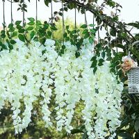 12 PCS Artificial Wisteria Hanging Flowers Decor Wisteria Artificial Flower Garland Wisteria Bushy Silk Vine para Ratta Hanging for Home Party Wedding Outdoor Greenery Office Wall Decoration