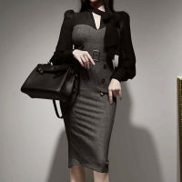 ZAWFL Mesh Women Dress Long Sleeve Black Notched Collar A-Line Double Breasted Sexy Womens Blazer Dresses