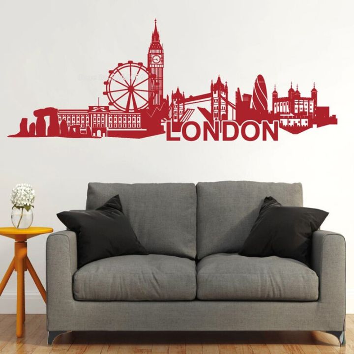 สติ๊กเกอร์และรูปลอก-inggris-city-สติกเกอร์ติดกำแพง-dinding-london-cakrawala-kota-dekorasi-baik-bangunan-kota-decal-uk-bringania-london-london-vinyl-seni-decal