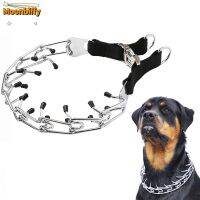 Collar Pit German Shepherd Training Metal Prong Dog with Release Buckle and Rubber Caps Plated