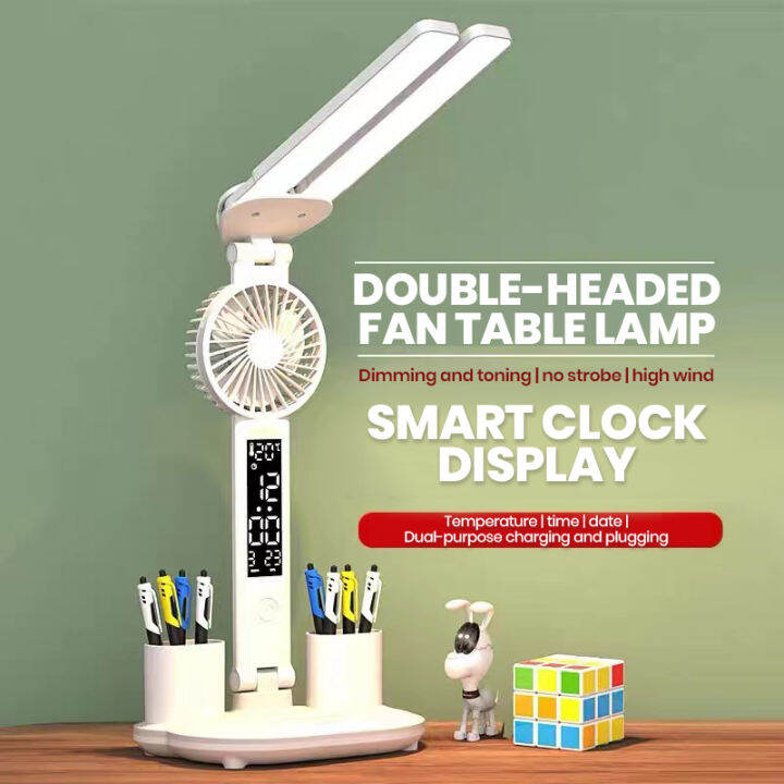 LED Desk Fan Electric Fan Multifunctional Desk Lamp with Pen Holder