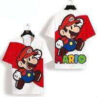 Mario joint short-sleeved T-shirt mens summer thin ice silk breathable half-sleeved cartoon large size Super Mario t-shirt