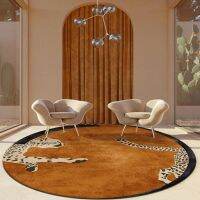 Leopard Print Bedroom Decor Round Rug Fluffy Soft Carpets for Living Room Modern Minimalist Plush Carpet Home Non-slip Floor Mat Tapestries Hangings