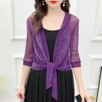 QianXing Shop Women Fashion Cardigans Solid Color Casual Outwear See Through Shirts Spring Autumn Summer Tops