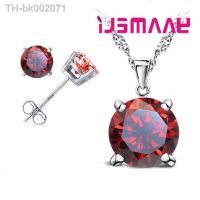 ✣▼ 8 Colors Optional Simple Crystals 925 Sterling Silver Necklace Stud Earrings Jewelry Sets Best Birthday Gifts For Women