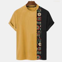 Casual 2023 T-shirt, New Short Sleeved, Round Neck, Pattern Printed, Indian Style, Retro, Oversized for Men, Suitable for Summer Fashion Versatile Style