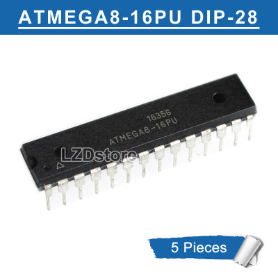 5ชิ้น ATMEGA8-16PU DIP-28 ATMEGA8 16PU DIP28ไมโครคอนโทรลเลอร์ AVR 8-Bit แฟลชแบบโปรแกรมได้ของแท้ใหม่
