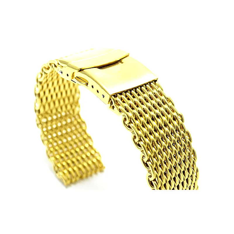 Curved Endlink Massy Mesh Watch Bands for Seiko Gold Turtle SRPD46