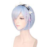 【YEZE】 Hajieru isikai seikatsu REM RAM ฝาแฝดสีฟ้าสีชมพูคอสเพลย์วิกผม + หมุดพรรคใหม่