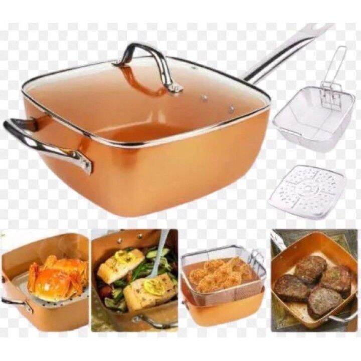 Copper Pan Non Stick Steam Grill Deep Fryer Lazada PH