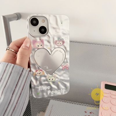 For เคสไอโฟน 14 Pro Max [Cartoon Heart Mirror 3D Texture] เคส Phone Case For iPhone 14 Pro Max Plus 13 12 11 For เคสไอโฟน11 Ins Korean Style Retro Classic Couple Shockproof Protective TPU Cover Shell